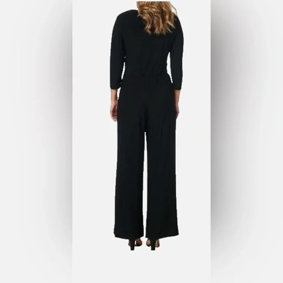 MSK Black wide leg Jumpsuit with 3/4 length sleeves - Picture 2 of 13